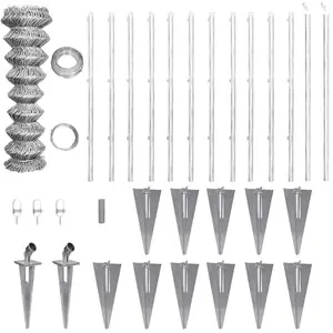 Berkfield Chain Link Fence with Posts Spike Galvanised Steel 25x1.5 m