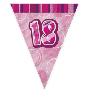 Unique Party Pink 18 Glitz Pennant Bunting Pink (One Size)