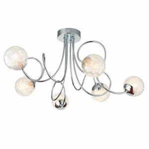 Anson Lighting Lottie 6lt Semi Flush light finished in Chrome plate with clear glass and chrome wire