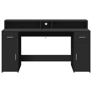 Berkfield Desk with LED Lights Black 160x55x91 cm Engineered Wood