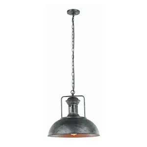 Luminosa Nadia Industrial, Retro 1 Light Dome Pendant Ceiling Light, E27