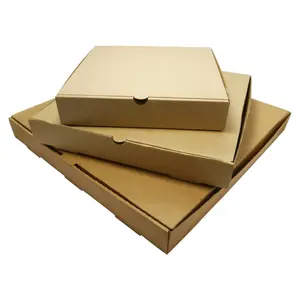 10 x Brown 14" (14.5 x 14.5 x 2") Takeaway Slim Postage, Dessert, Pizza Boxes For Restaurant & Take Outs