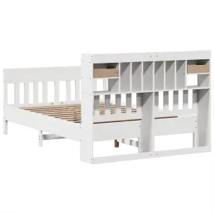 Berkfield Bed Frame without Mattress White 150x200 cm King Size Solid Wood Pine