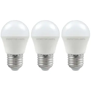 Crompton Lamps LED Golfball 4.9W E27 Cool White Opal (40W Eqv) (3 Pack)