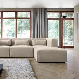 Doris Modular Corner Sofa in Beige Cord Chenille