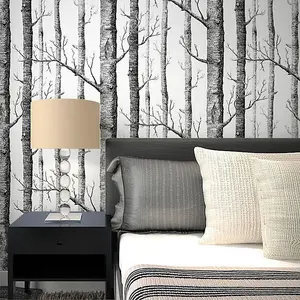 3D Forest Effect Non Woven Patterned Wallpaper Roll Non Self Adhesive Wall Covering 5.3m²