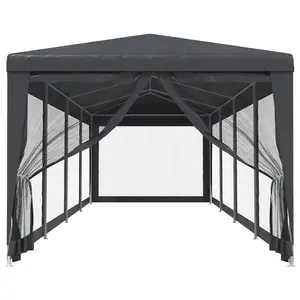 Berkfield Party Tent with 10 Mesh Sidewalls Anthracite 3x12 m HDPE