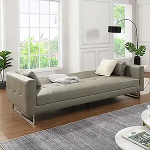 Paris Faux Leather 3 Seater Sofa Bed In Grey