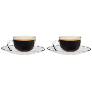 Argon Tableware - Glass Espresso Cup & Saucer Set - 60ml - 4pc - Clear