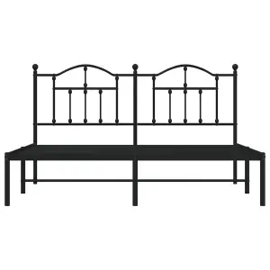 Berkfield Metal Bed Frame with Headboard Black 160x200 cm