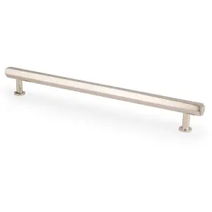 Industrial Hex T Bar Pull Handle - Polished Nickel 224mm Centres Kitchen Cabinet