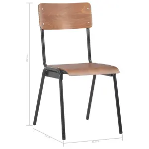 Berkfield Dining Chairs 4 pcs Brown Solid Plywood Steel