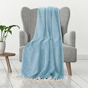 EHC Cotton Handwoven Reversible Single Sofa Throw Arm Chair Cover 125 x 150 cm - Teal