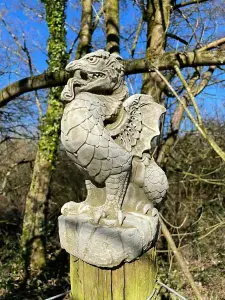 Scaly Dragon Stone Statue Outdoor Garden Ornament British Made Celtic Sculpture