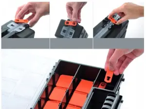 Duo Compartment Storage Tandem Organiser Case Tool Box Adjustable Dividers Model 2