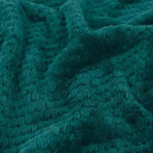 Dreamscene Luxury Large Waffle Honeycomb Mink Warm Throw, Teal - 200 x 240cm