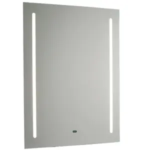 IP44 LED Bathroom Mirror 70cm x 50cm Vanity Light IR Switch & Dual Shaver Socket