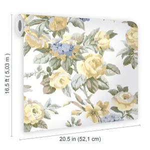 Laura Ashley Pembrey Yellow Floral Smooth Wallpaper Sample