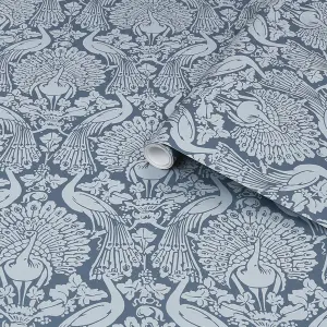 Laura Ashley Contemporary Dusky seaspray Damask Smooth Wallpaper Sample