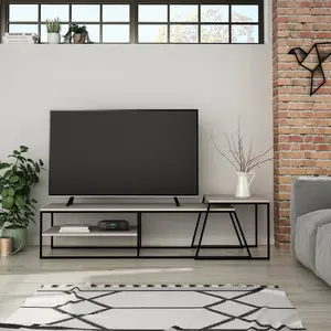 Decortie Pal Modern TV Unit Multimedia Centre Mocha Grey with Storage TV Cabinet 163cm