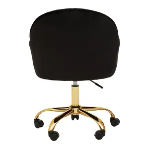 Interiors by Premier Brent Black Velvet And Gold Base Home Office Chair