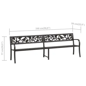 Berkfield Twin Garden Bench 246 cm Black Steel