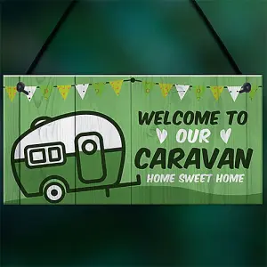 Caravan Sign Hanging Door Wall Plaque Welcome Sign Campervan Motorhome Sign