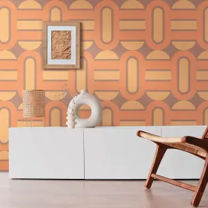 AS Creation Retro 70's Shape Pattern Orange Wallpaper Textured Paste The Wall