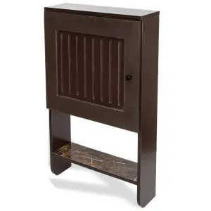 Bathroom Storage Wall Mounted Cabinet Wooden Brown Door Cupboard Shelf Organiser