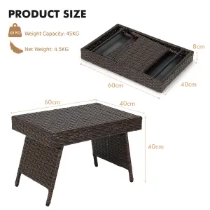 Costway Wicker Coffee Table  Folding Outdoor Patio Rattan Side Table