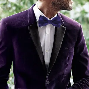 Dark Purple Satin Polyester Bow Tie for Casual & Formal Wear, Wedding Party Accessory