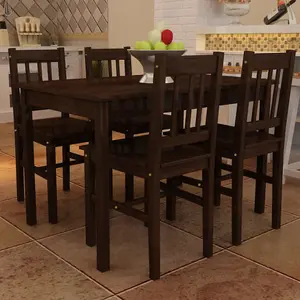 Berkfield Dining Set 5 Pieces Pine Wood Brown