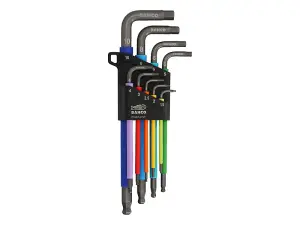 Bahco C1997LM/9P C1997LM/9P Metric Long Ball End Coloured Hex L-Key Set, 9 Piece BAHC1997LM9P