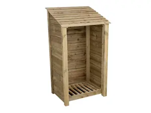 Wooden log store W-99cm, H-180cm, D-88cm - natural (light green) finish