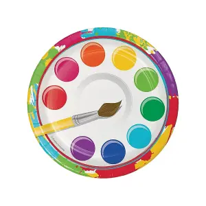 Creative Party Paper Paint Palette Dessert Plate (Pack of 8) Multicoloured (One Size)