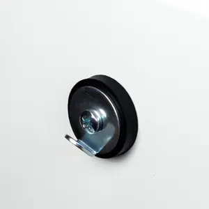 31mm dia x 6mm high Rubber Coated Magnet With 26mm Picture Hook (Black) - 5.7kg Pull (Pack of 1)