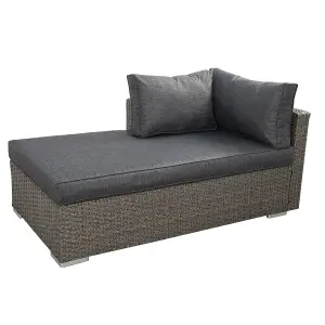 Rattan Garden Corner Sofa Set, 3 Piece Corner Garden Lounge Set with 10CM Cushion, Tempered Glass Table - Fully Assembled - Gray