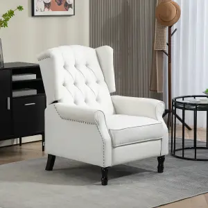 HOMCOM Manual Reclining Armchair Recliner with Footrest Cream White