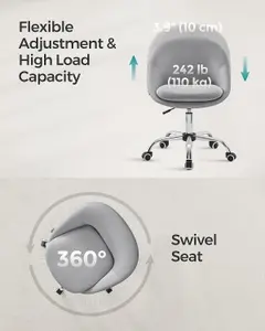 SONGMICS Executive Swivel Office Chair, Fabric Desk Chair, Soft Foam Seat Padding, Adjustable Height, Dove Grey