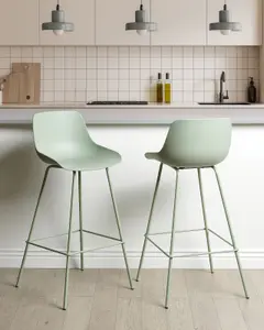 Set of 2 Bar Chairs EMMET Light Green