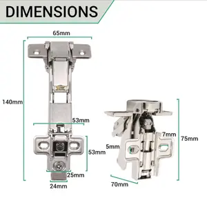 AFIT Half Overlay 165 Degree Sprung Clip-On Soft Close Kitchen Cabinet Hinge 35mm - Each