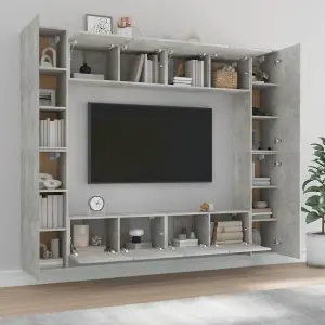 Berkfield 8 Piece TV Cabinet Set Concrete Grey Engineered Wood