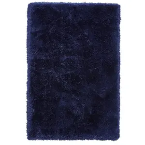 Dark Navy Plain Shaggy Handmade Modern Easy to clean Rug for Bed Room Living Room and Dining Room-80cm X 150cm