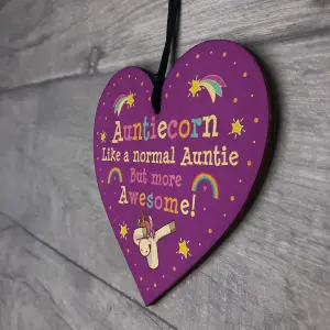 Red Ocean Novelty Auntie Gift From Niece Nephew Funny Wood Heart Auntie Birthday Gifts