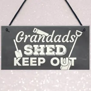 Red Ocean Grandads Shed Workshop Garage Hanging Garden Plaque Gifts For Grandad Dad Fathers Day