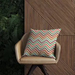 Geometric Vintage Colored Chevron Pattern Outdoor Cushion 60cm x 60cm