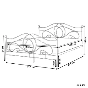 Metal EU Double Size Bed White LYRA