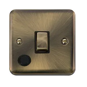 Curved Antique Brass 1 Gang 20A Ingot DP Switch With Flex - Black Trim - SE Home