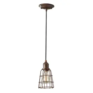 1 Bulb Ceiling Pendant Light Fitting Parisian Bronze LED E27 60W Bulb