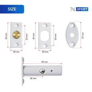 XFORT 2 Pack Mortice Door Bolts, Door Security Rack Bolt, White